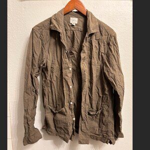 J. Crew Olive Green Seersucker Shirt